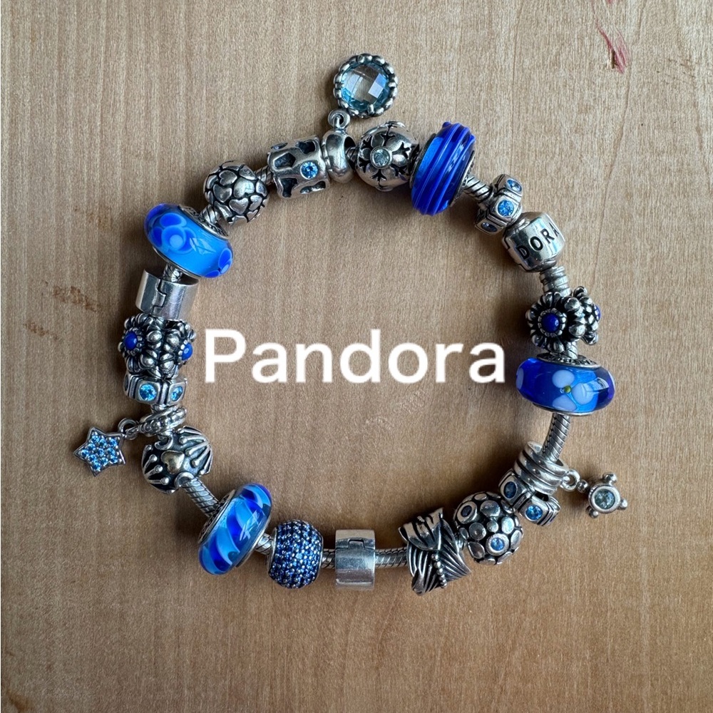 Pandora Curated Blue Charms Bracelet Retired